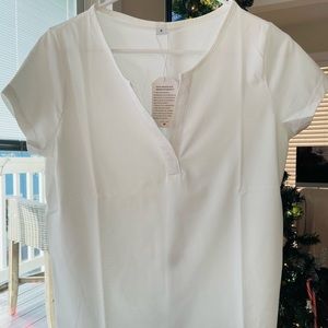 WHITE Cotton-Blend Casual Top- NEW WITH TAGS - Size S